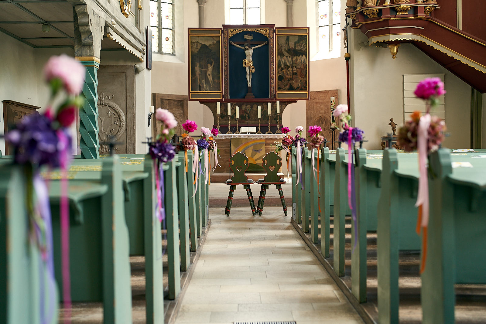 Matthäuskirche dekoriert für eine Hochzeit in 2023